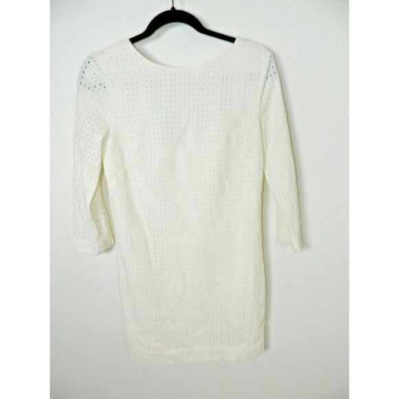 & Other Stories Lace Dress Size 6 White Eyelet 3/4 Sleeve Fully Lined Mini Dress - Picture 1 of 11